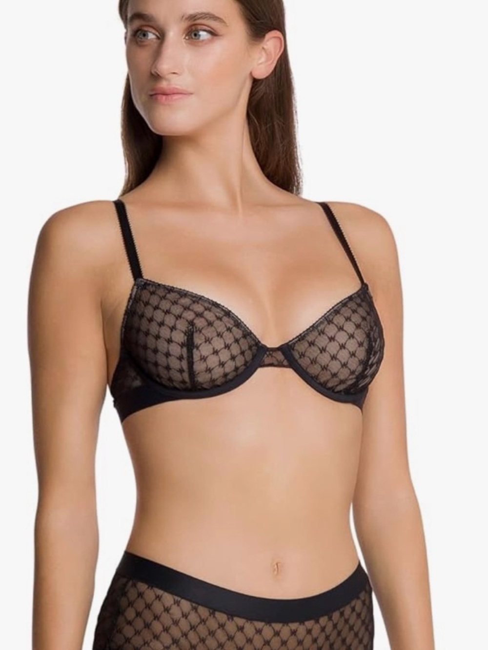 Wolford Sheer Logo Push‑Up Unlined Bra – Size 38E